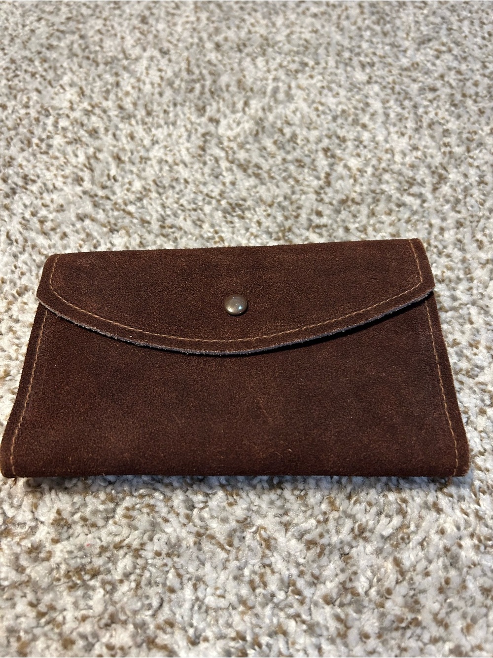 Custom Made Brown Suede Snap-Closure Wallet
